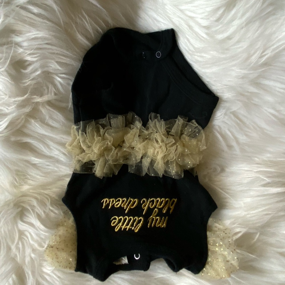 Newborn little black dress tutu onesie